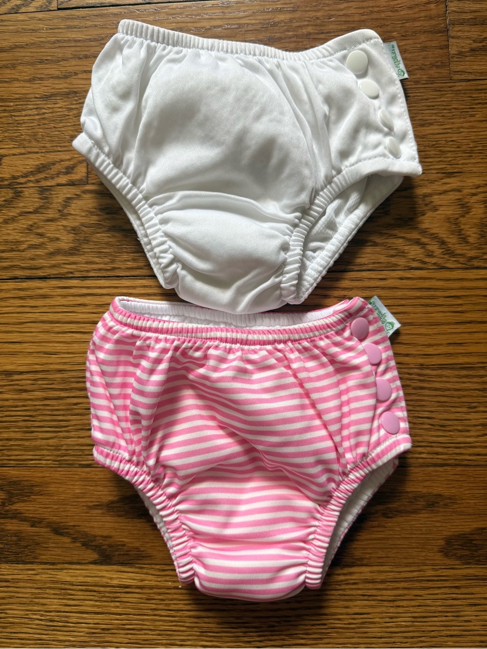 Green Sprouts Reusable Swim Diaper Lot 6 Months Pink Stripe White Baby Swim